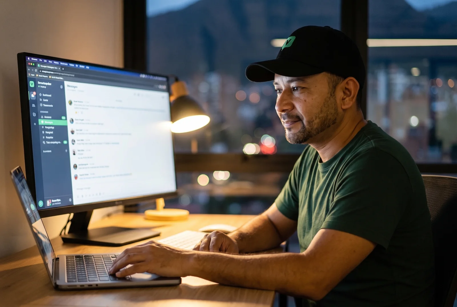 Fernando Vega, fundador de Vexon, trabajando en su oficina en Bogotá